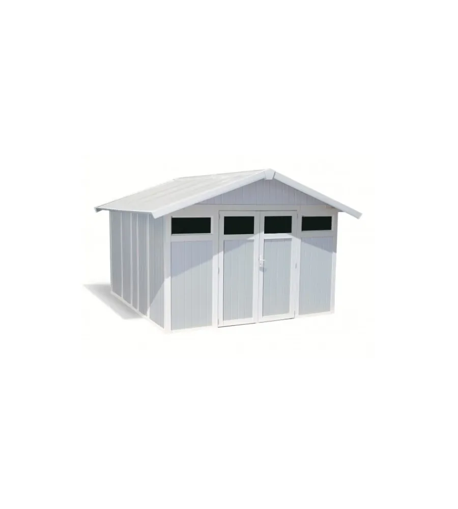 Grosfillex Casette Da Giardino|Casetta da giardino in pvc "utility 11" grigio-azzurro e bianco - cod. 22811137