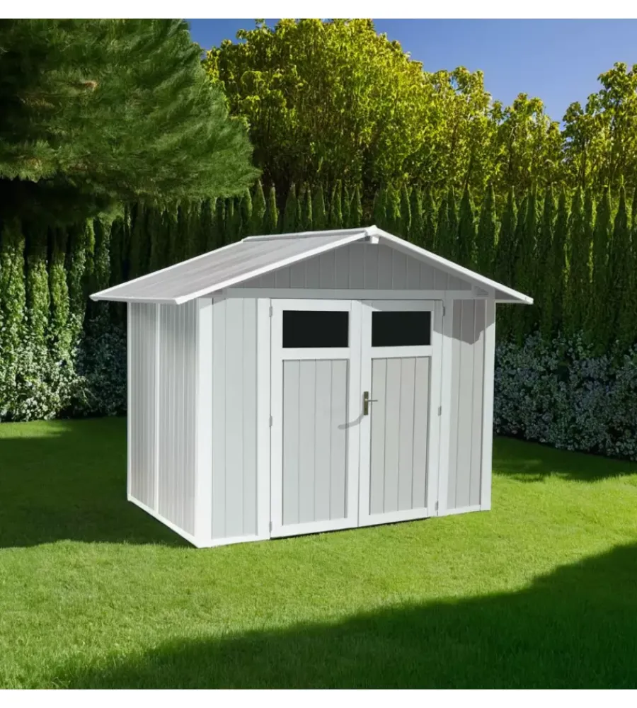 Sale Casetta da giardino in pvc "utility 4" grigio-verde e bianco 295x188x236 cm - cod. ab804138 Casette Da Giardino