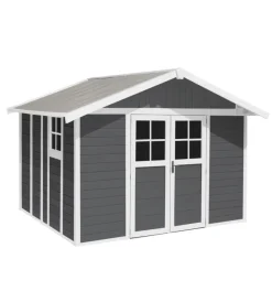Casette Da Giardino-Grosfillex Casetta da giardino in pvc "deco 11" grigio scuro e bianco 370x407x250 cm - cod. 23011276