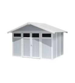 Hot Casetta da giardino in pvc "utility 7" grigio-azzurro e bianco 370x298x250 cm - cod. 22807137 Casette Da Giardino