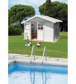 Casette Da Giardino-Grosfillex Casetta da giardino in pvc "deco 7" bianco e grigio-verde 370x298x250 cm - cod. 22907140