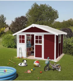 Grosfillex Casette Da Giardino|Casetta da giardino in pvc "deco 7" rosso e bianco 370x298x250 cm - cod. 23007242