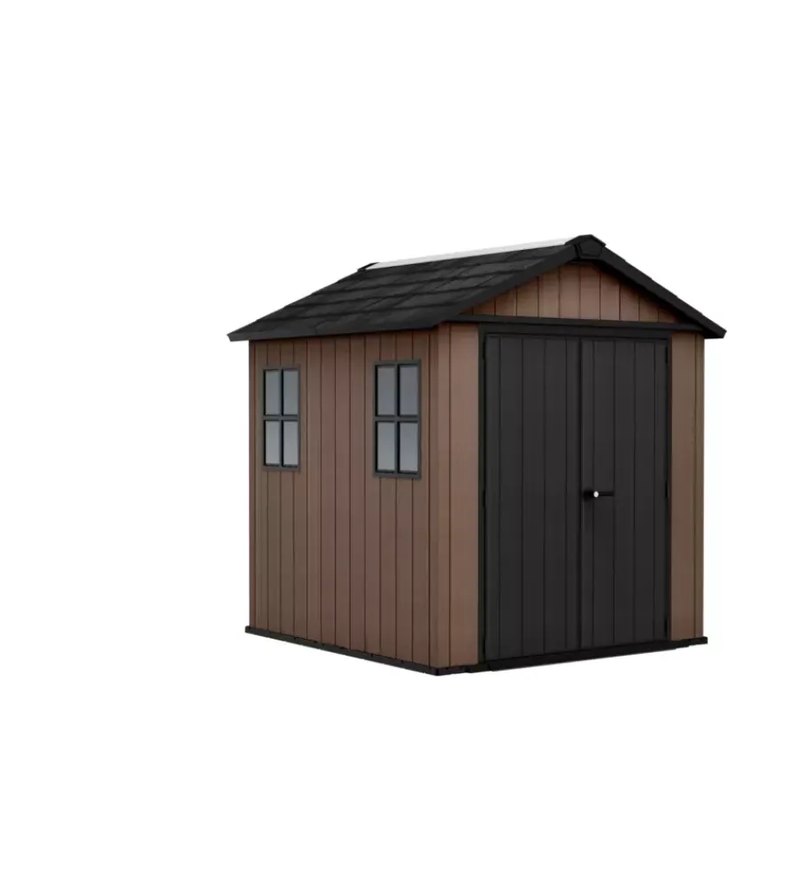 Keter Casette Da Giardino|Casetta da giardino "newton+ 757/775" in resina marrone doppia opzione montaggio 230x223,8x246 cm