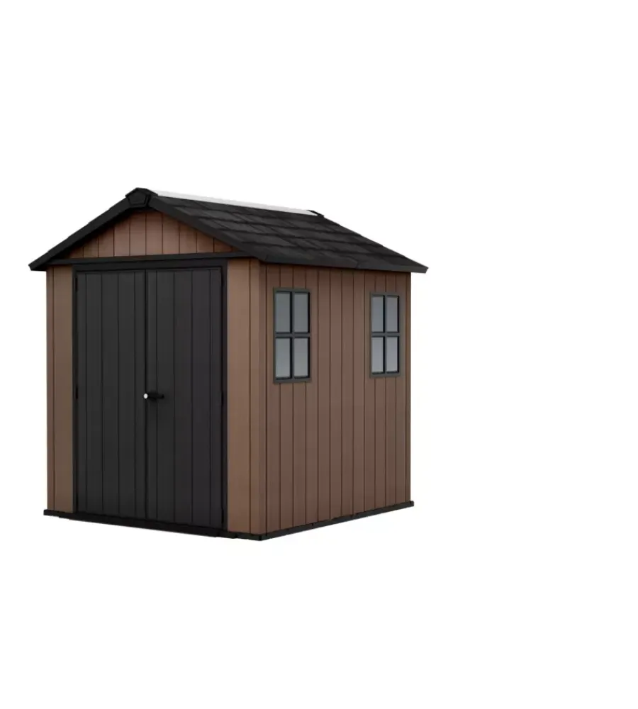 Keter Casette Da Giardino|Casetta da giardino "newton+ 757/775" in resina marrone doppia opzione montaggio 230x223,8x246 cm