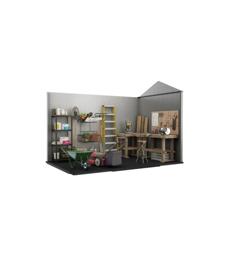 Best Casetta da giardino "oakland 7511" in duotech colore grigio con porta battente doppia 230x350x242 cm Casette Da Giardino