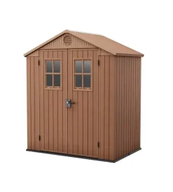 Casette Da Giardino-Keter Casetta da giardino "darwin 6x4" in evotech+ colore marrone con porta battente doppia 190x122x221 cm