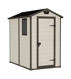Casette Da Giardino-Keter Casetta da giardino "manor 4x6" in resina colore beige con porta battente singola 130x192x198 cm