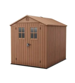 Keter Casette Da Giardino|Casetta da giardino "darwin 6x8" in evotech+ colore marrone con porta battente doppia 190x244x221 cm