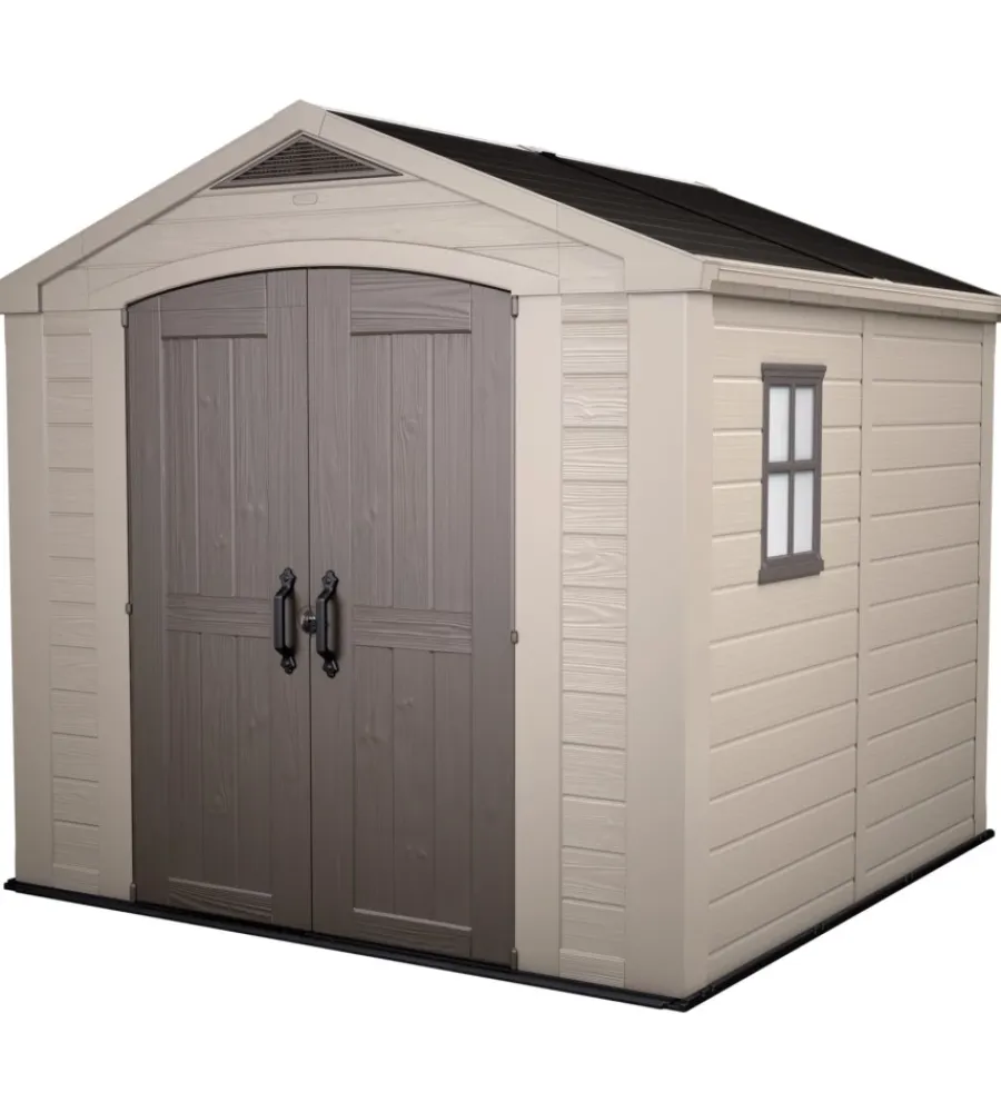 Best Casetta da giardino "factor 8x8" in resina colore beige con porta battente doppia 256,5x255x243 cm Casette Da Giardino