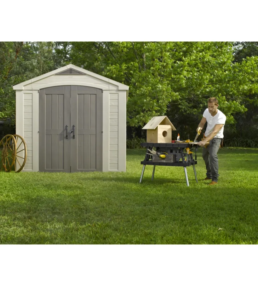 Best Casetta da giardino "factor 8x8" in resina colore beige con porta battente doppia 256,5x255x243 cm Casette Da Giardino