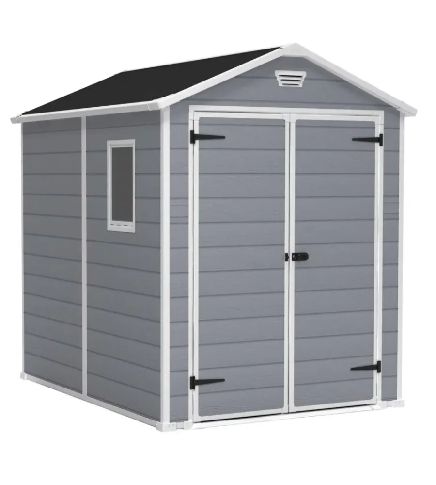 Online Casetta da giardino "manor 6x8" in resina colore grigio con porta battente doppia 185,8x236,8x227 cm Casette Da Giardino