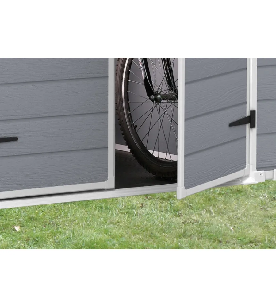Online Casetta da giardino "manor 6x8" in resina colore grigio con porta battente doppia 185,8x236,8x227 cm Casette Da Giardino