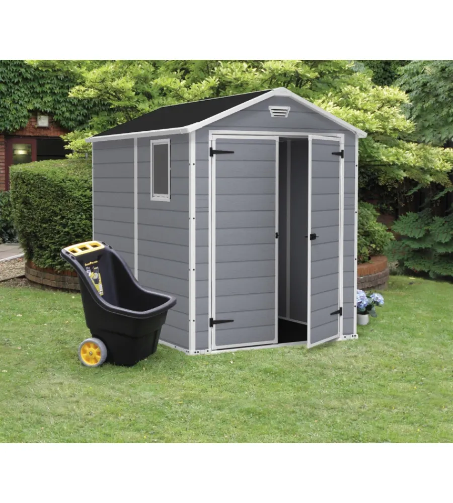 Online Casetta da giardino "manor 6x8" in resina colore grigio con porta battente doppia 185,8x236,8x227 cm Casette Da Giardino