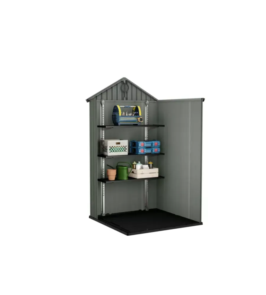 Casette Da Giardino-Keter Casetta da giardino "darwin 4x4" in evotech+ colore verde con porta battente singola 123,8x117x205,1 cm