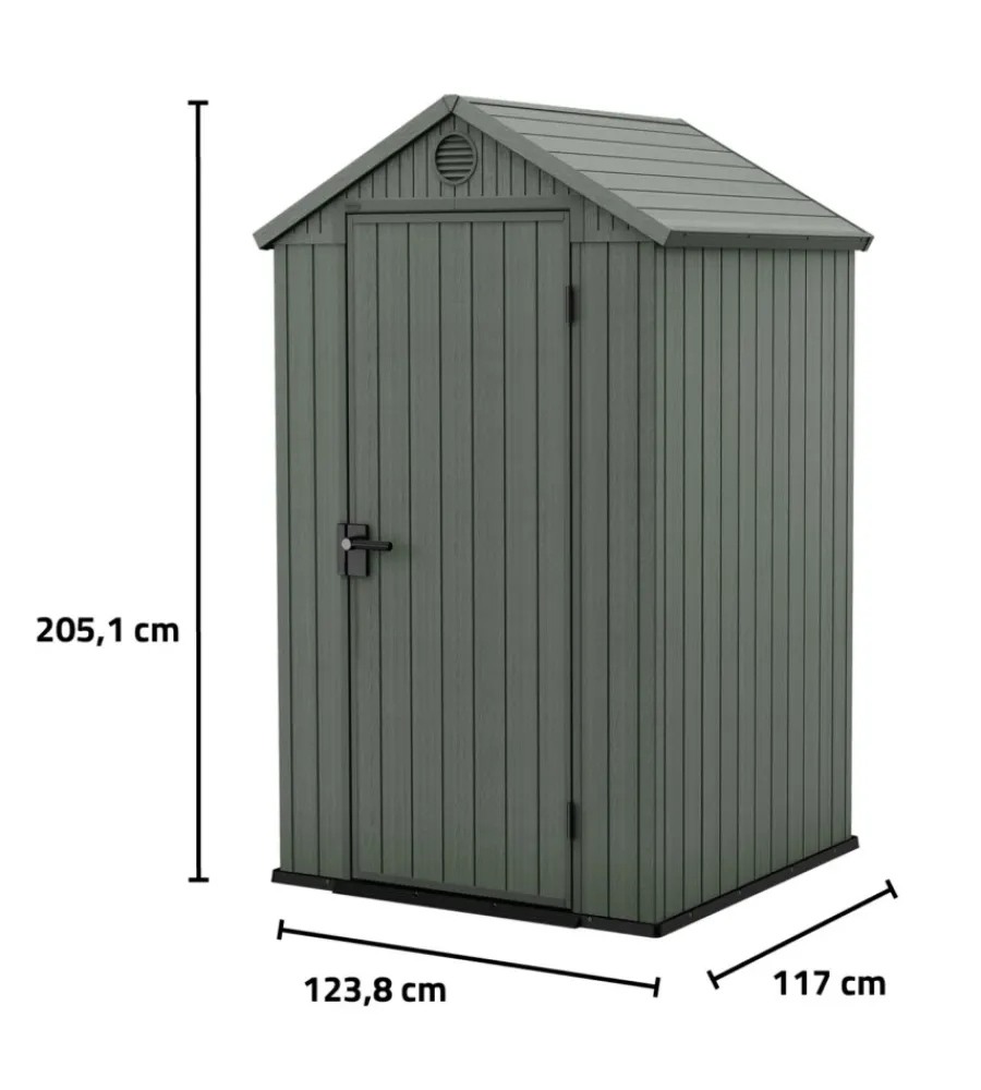 Casette Da Giardino-Keter Casetta da giardino "darwin 4x4" in evotech+ colore verde con porta battente singola 123,8x117x205,1 cm