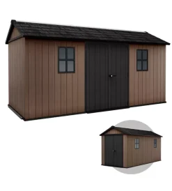 Clearance Casetta da giardino "newton+ 7515/1575" in resina marrone doppia opzione montaggio 476x230x246 cm Casette Da Giardino