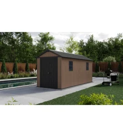 Clearance Casetta da giardino "newton+ 7515/1575" in resina marrone doppia opzione montaggio 476x230x246 cm Casette Da Giardino