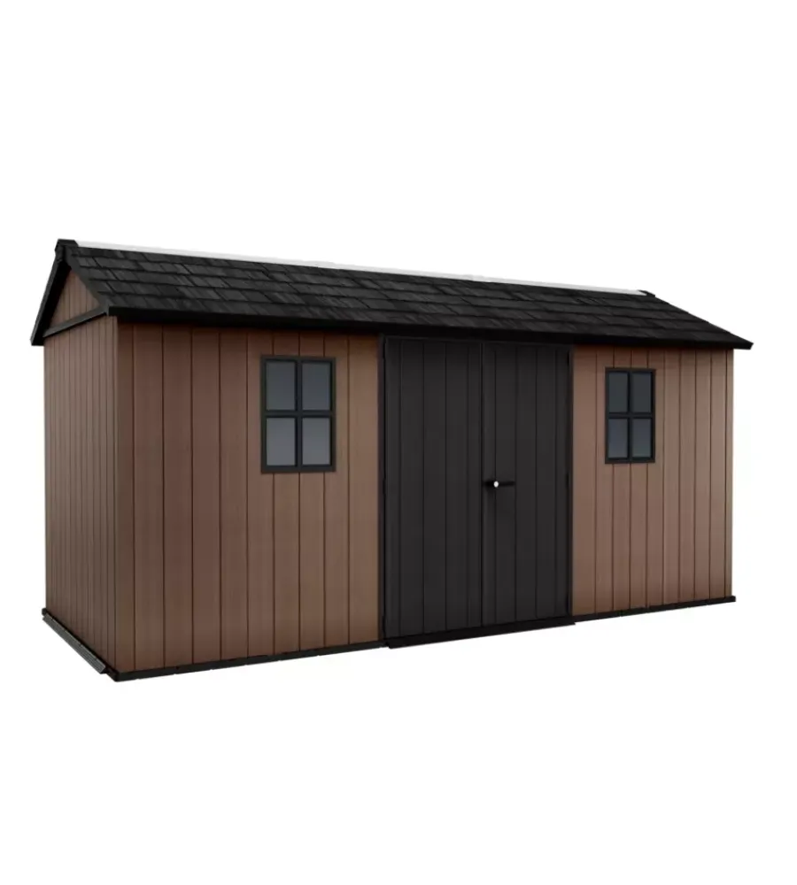 Clearance Casetta da giardino "newton+ 7515/1575" in resina marrone doppia opzione montaggio 476x230x246 cm Casette Da Giardino