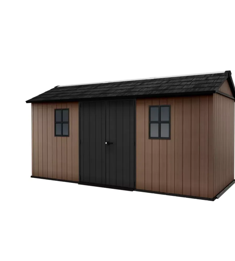 Clearance Casetta da giardino "newton+ 7515/1575" in resina marrone doppia opzione montaggio 476x230x246 cm Casette Da Giardino