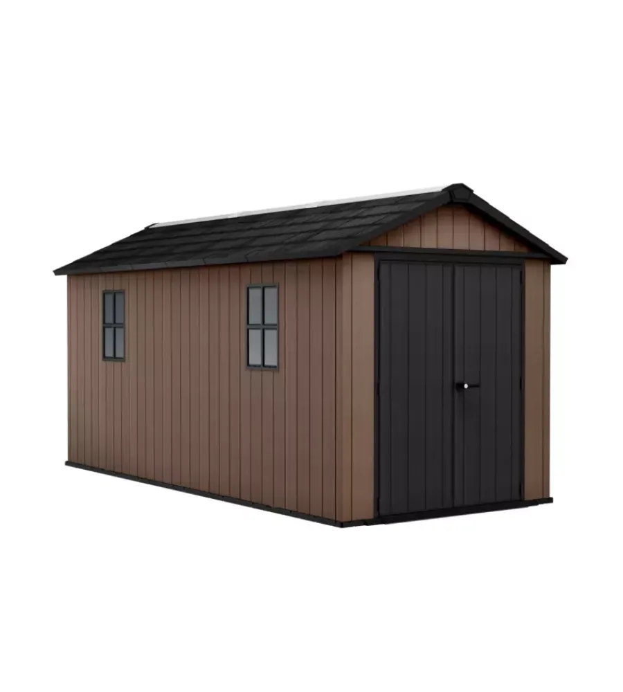 Clearance Casetta da giardino "newton+ 7515/1575" in resina marrone doppia opzione montaggio 476x230x246 cm Casette Da Giardino