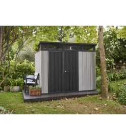 Casette Da Giardino-Keter Casetta da giardino "artisan 9x7" in duotech colore grigio con porta battente doppia 277x218x226 cm