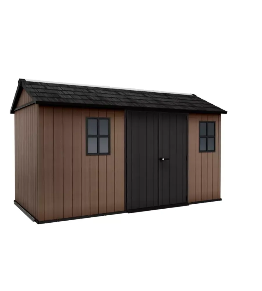 Casetta da giardino "newton+ 7513/1375" in resina marrone doppia opzione montaggio 413x230x246 cm Casette Da Giardino