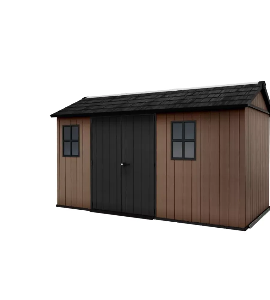 Casetta da giardino "newton+ 7513/1375" in resina marrone doppia opzione montaggio 413x230x246 cm Casette Da Giardino