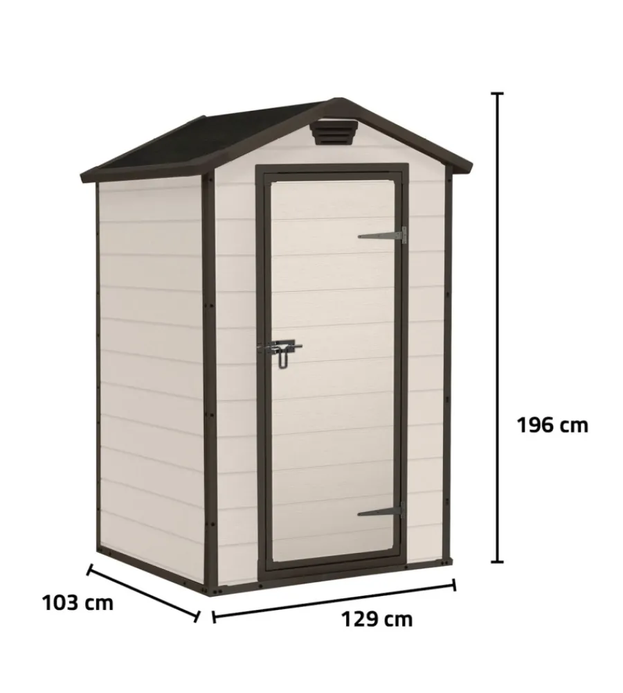 Clearance Casetta da giardino "manor 4x3" in resina colore beige con porta battente singola 129x103x196 cm Casette Da Giardino