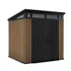 Sale Casetta da giardino "pent 7x7" in resina marrone con porta battente doppia 214x218x226 cm Casette Da Giardino