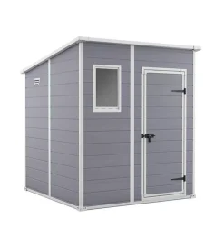 Casette Da Giardino-Keter Casetta da giardino "manor pent 6x6" in resina colore grigio con porta battente singola 183,5x185x200 cm