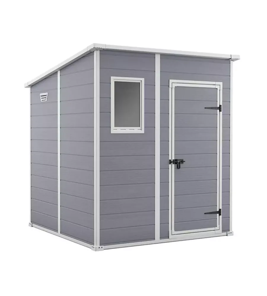 Casette Da Giardino-Keter Casetta da giardino "manor pent 6x6" in resina colore grigio con porta battente singola 183,5x185x200 cm