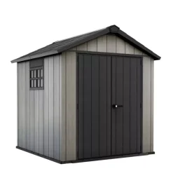 Casette Da Giardino-Keter Casetta da giardino "oakland 757" in duotech colore grigio con porta battente doppia 229x223,5x242 cm