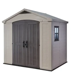 Hot Casetta da giardino "factor 8x6" in resina colore beige con porta battente doppia 256,5x182x243 cm Casette Da Giardino