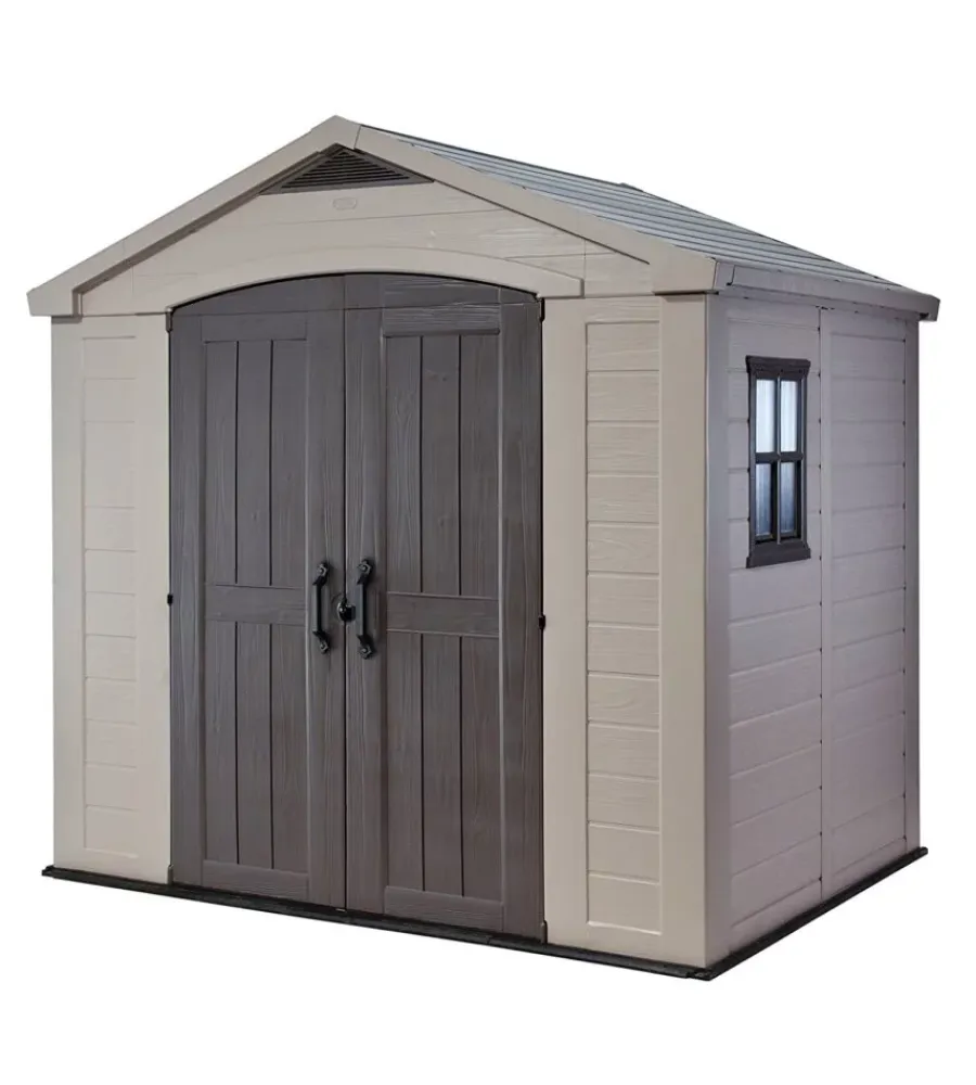 Hot Casetta da giardino "factor 8x6" in resina colore beige con porta battente doppia 256,5x182x243 cm Casette Da Giardino
