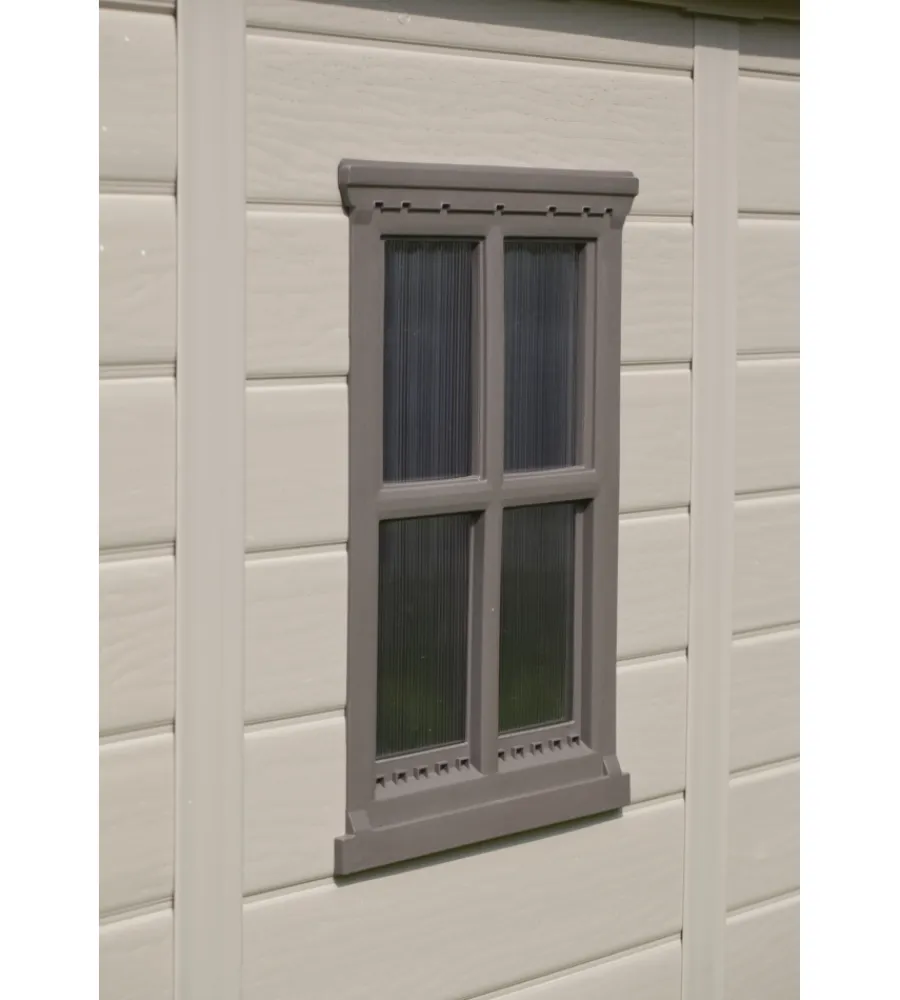Hot Casetta da giardino "factor 8x6" in resina colore beige con porta battente doppia 256,5x182x243 cm Casette Da Giardino