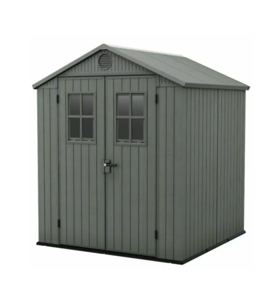 Casette Da Giardino-Keter Casetta da giardino "darwin 6x6" in evotech+ colore verde con porta battente doppia 190x183x221 cm