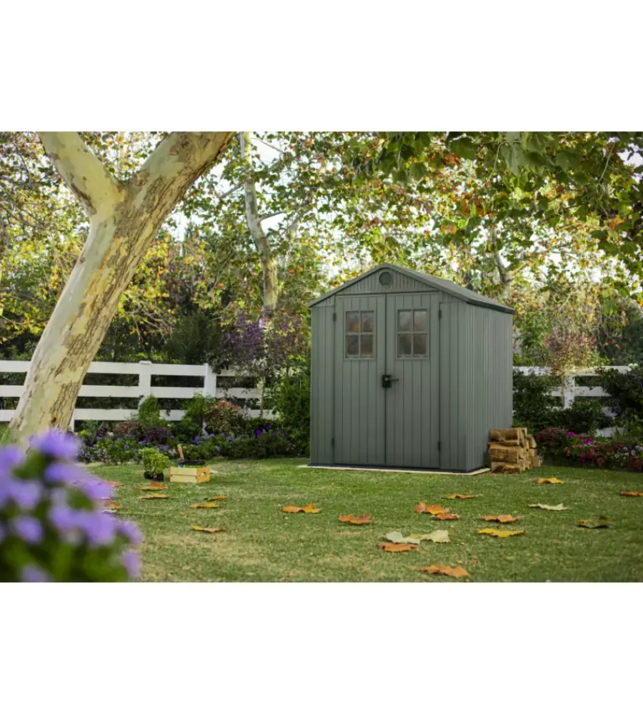 Casette Da Giardino-Keter Casetta da giardino "darwin 6x6" in evotech+ colore verde con porta battente doppia 190x183x221 cm