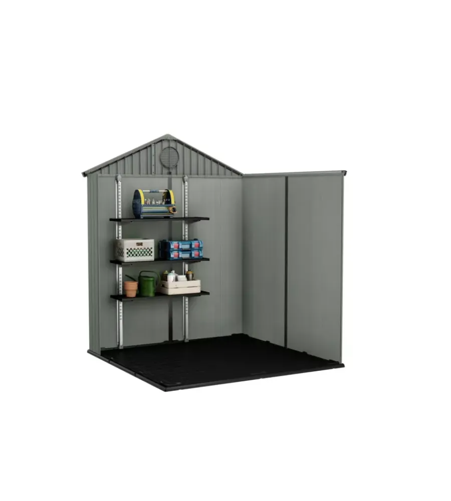 Casette Da Giardino-Keter Casetta da giardino "darwin 6x6" in evotech+ colore verde con porta battente doppia 190x183x221 cm