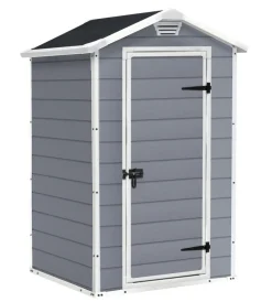 Keter Casette Da Giardino|Casetta da giardino "manor 4x3" in resina colore grigio con porta battente singola 129x103x196 cm