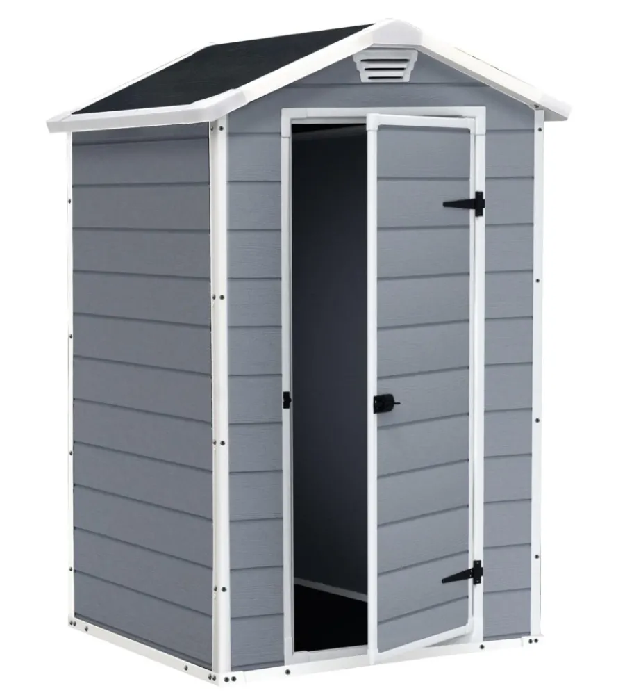 Keter Casette Da Giardino|Casetta da giardino "manor 4x3" in resina colore grigio con porta battente singola 129x103x196 cm
