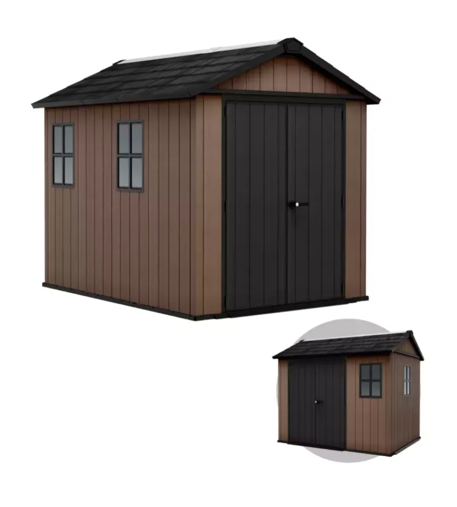 Keter Casette Da Giardino|Casetta da giardino "newton+ 759/975" in resina marrone doppia opzione montaggio 287x230x246 cm