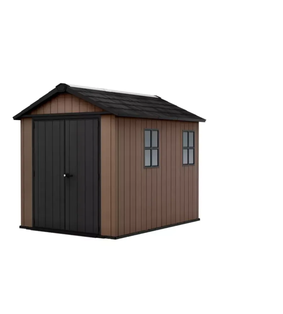 Keter Casette Da Giardino|Casetta da giardino "newton+ 759/975" in resina marrone doppia opzione montaggio 287x230x246 cm