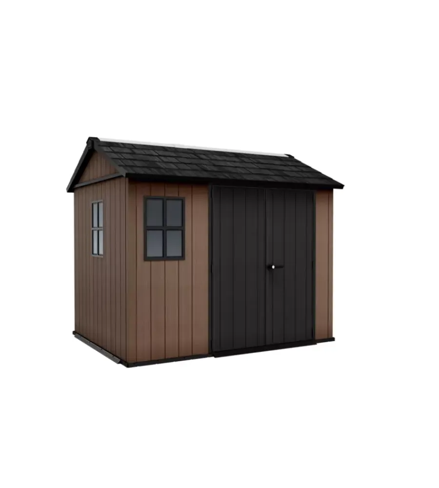 Keter Casette Da Giardino|Casetta da giardino "newton+ 759/975" in resina marrone doppia opzione montaggio 287x230x246 cm