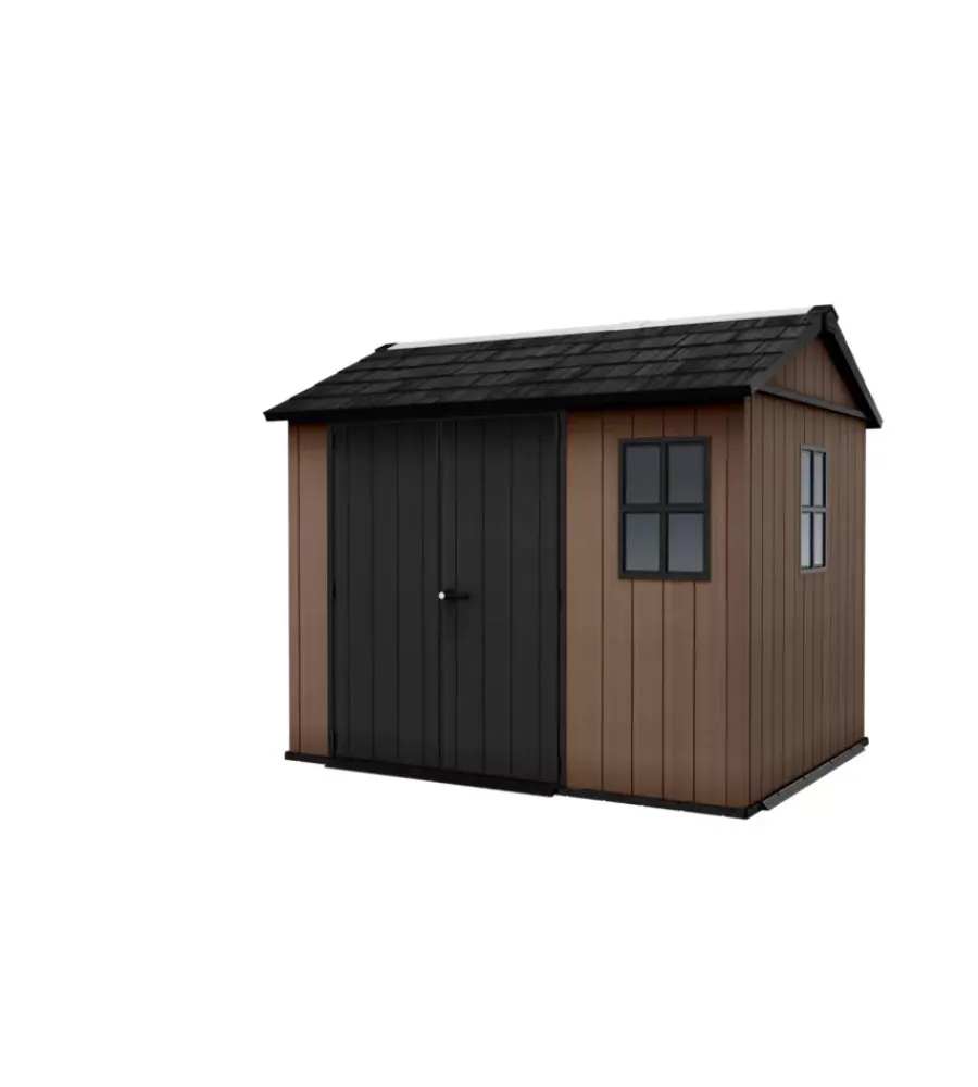 Keter Casette Da Giardino|Casetta da giardino "newton+ 759/975" in resina marrone doppia opzione montaggio 287x230x246 cm