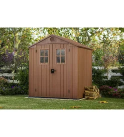 Keter Casette Da Giardino|Casetta da giardino "darwin 6x6" in evotech+ colore marrone con porta battente doppia 190x183x221 cm
