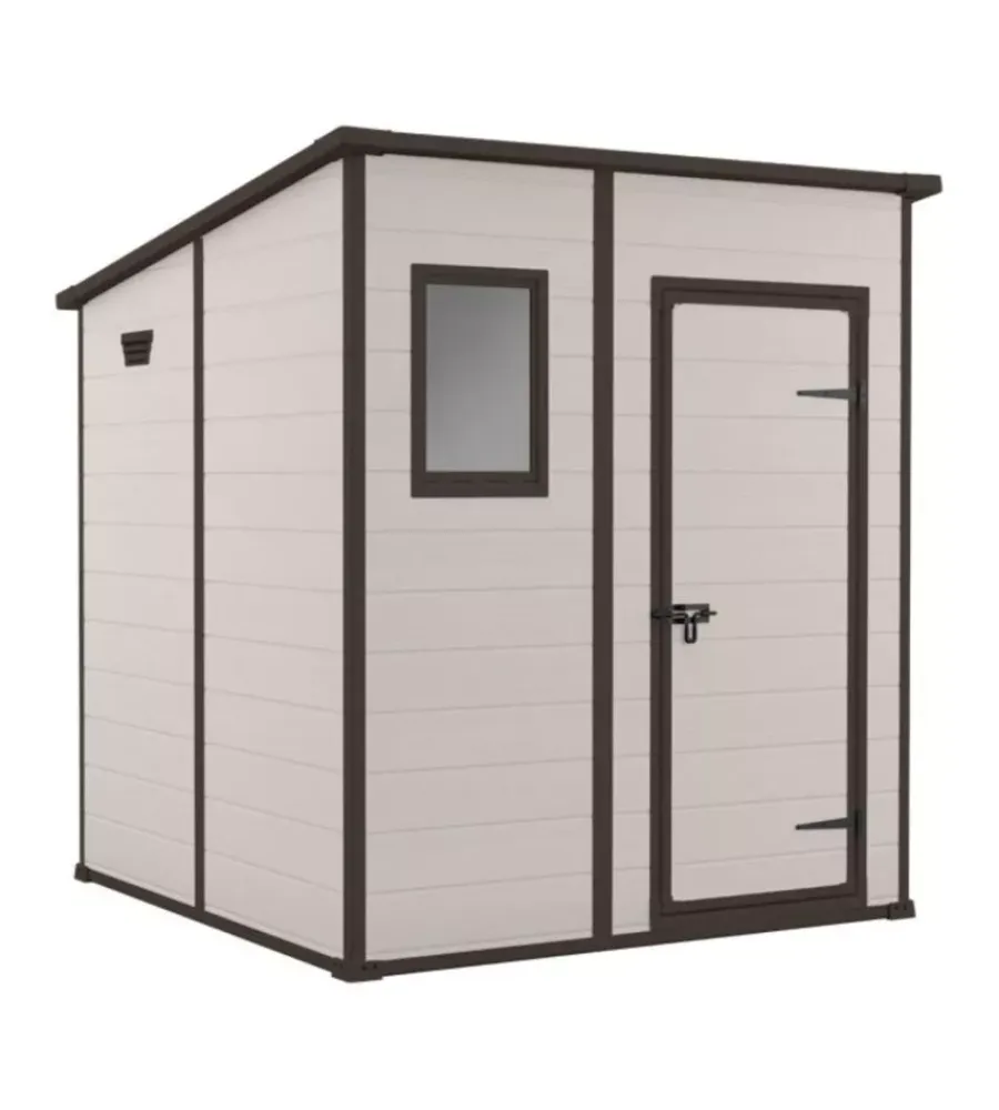 Sale Casetta da giardino "manor pent 6x6" in resina colore beige con porta battente singola 183,5x185x200 cm Casette Da Giardino