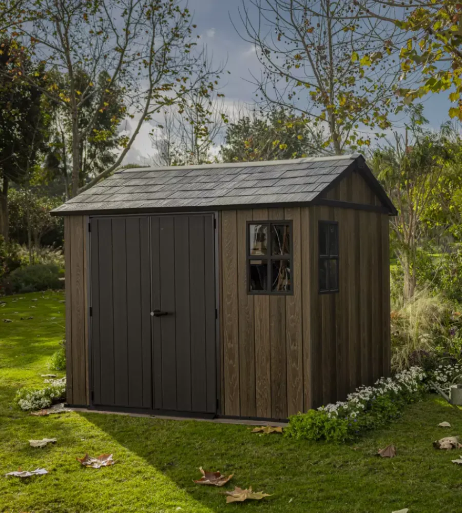 Keter Casette Da Giardino|Casetta da giardino "apex 759/975" in resina marrone doppia opzione montaggio 230x287x246 cm