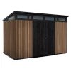 Discount Casetta da giardino "pent 11x7" in resina marrone con porta battente doppia 340x218x246 cm Casette Da Giardino