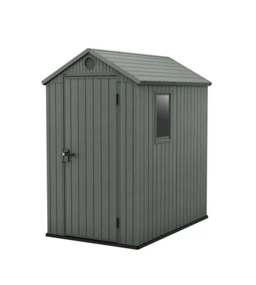 Casette Da Giardino-Keter Casetta da giardino "darwin 4x6" in evotech+ colore verde con porta battente singola 125,8x184,5x205,1 cm