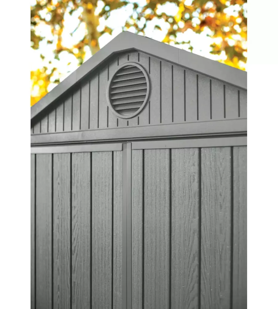 Casette Da Giardino-Keter Casetta da giardino "darwin 4x6" in evotech+ colore verde con porta battente singola 125,8x184,5x205,1 cm